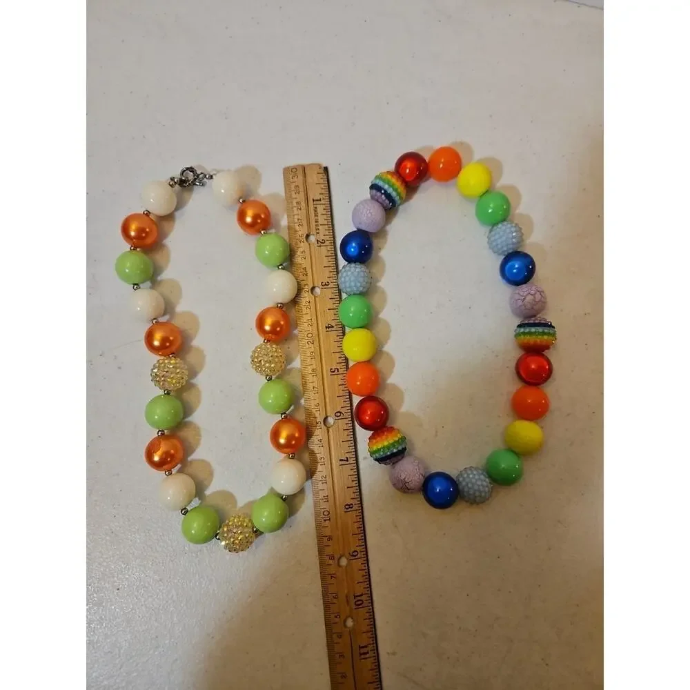 Kids Chunky Bubblegum Bead Necklaces - Lot Of 2 Children Jewelry Necklace
